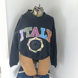 VTG 2YK FREEZE TALY FLORAL MOCK  CROPPED USA MADE 50/50 SWEATSHIRT WOMANS M